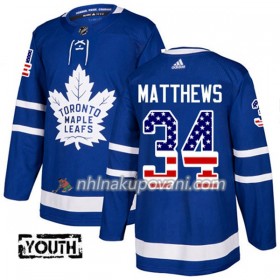 Toronto Maple Leafs Dresy Auston Matthews 34 2017-2018 USA Flag Fashion Modrá Adidas Authentic - Dětské